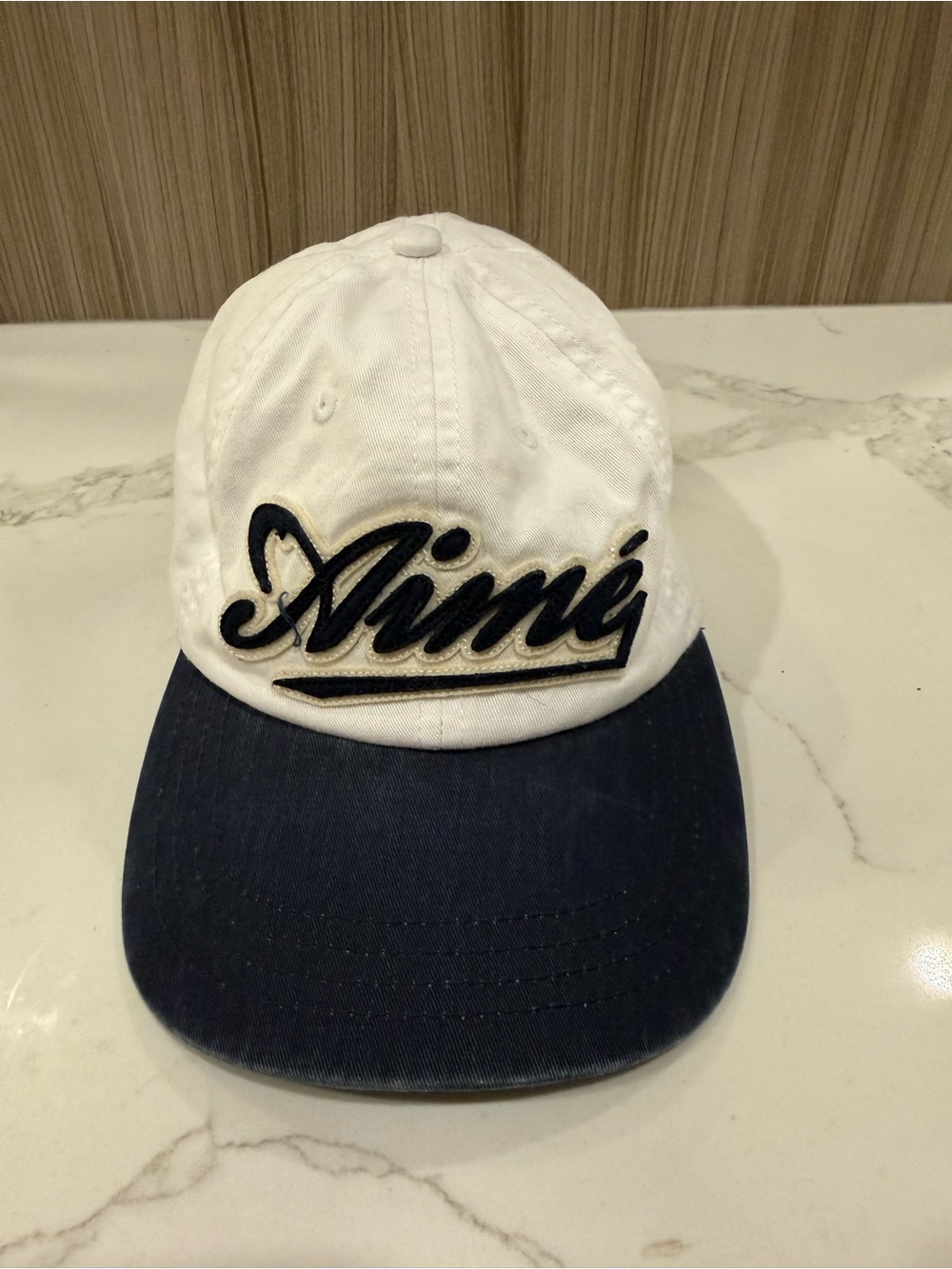 Aimé Leon Dore Script Logo Two-Tone Hat - Cream/Navy.